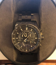 Load image into Gallery viewer, Pre-owned Citizen AT4127-52H Men's Perpetual Chrono A-T Eco-Drive Grey Dial Grey IP Steel