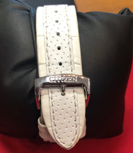 Load image into Gallery viewer, Pre-owned Citizen Eco-Drive Women's AT2200-04A Chronograph All White Leather Strap Watch