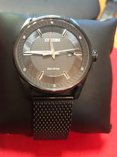 Load image into Gallery viewer, Pre-owned Citizen Eco-Drive Men's BM6988-57E Black Dial Black Mesh Bracelet 42mm