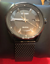 Load image into Gallery viewer, Pre-owned Citizen Eco-Drive Men's BM6988-57E Black Dial Black Mesh Bracelet 42mm