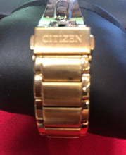 Load image into Gallery viewer, PRE-OWNED  Citizen AT2242-55E Axiom Eco-Drive Gold-Tone Black Chronograph 6''