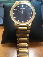 Load image into Gallery viewer, Pre-owned Citizen Men's AU1062-56G Axiom Black Dial Gold Tone Diamond Eco-Drive