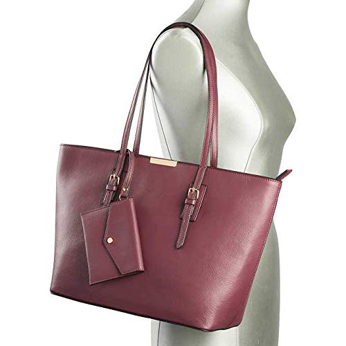 NEW Hilary Radley Leather Jane Tote in Bordeaux with 1 Removable Pouch AUTHENTIC 100%