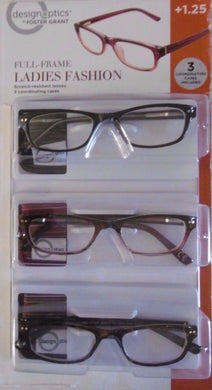 NEW Design Optics Foster Grant Reading Glasses Full-Frame Ladies +1.25 NEW Open Box