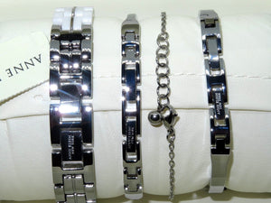 NEW Anne Klein New York 12/2299SVST Stainless Steel Ceramic Watch & Bangle Set