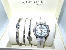 Load image into Gallery viewer, NEW Anne Klein New York 12/2299SVST Stainless Steel Ceramic Watch &amp; Bangle Set