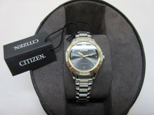 Load image into Gallery viewer, Citizen Eco-Drive Women&#39;s EM0454-52E Diamond Accented Black Dial Two Tone Watch