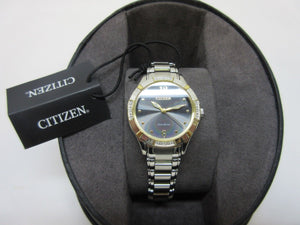 Citizen Eco-Drive Women's EM0454-52E Diamond Accented Black Dial Two Tone Watch