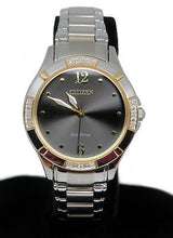 Load image into Gallery viewer, Citizen Eco-Drive Women&#39;s EM0454-52E Diamond Accented Black Dial Two Tone Watch