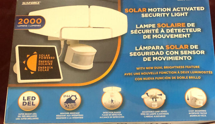 NEW OPEN BOX SUNFORCE 2000 LUMENS Solar Motion Activate Security Light