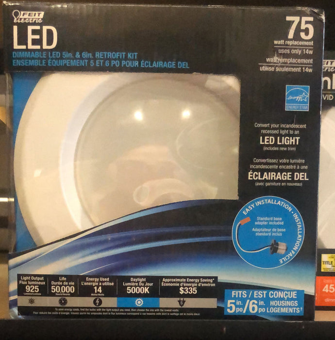 NEW FEIT ELECTRIC DIMMABLE 5in x 6in LED LIGHT 75 WATT 4 PACK
