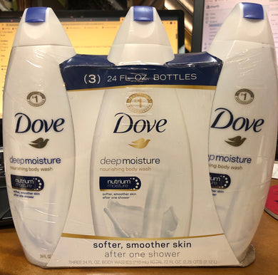 NEW Dove Deep Moisture Bodywash, 24 oz, 3-pack