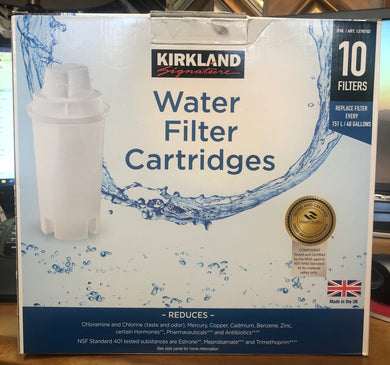 Kirkland Signature Water Filter Cartridges for Brita Pitchers, 10 Refills NEW OPEN BOX