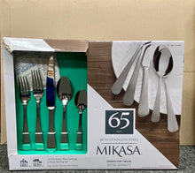 Load image into Gallery viewer, Mikasa Satin Kinsley 65 Pcs Stainless Steel Flatware Set Serves 12