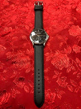 Load image into Gallery viewer, Pre-owned EMPORIO ARMANI CLASSIC MENS 40MM QUARTZ STEEL BLACK DIAL LEATHER STRAP ARS1001