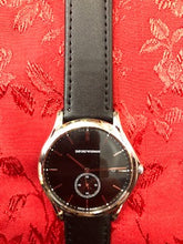 Load image into Gallery viewer, Pre-owned EMPORIO ARMANI CLASSIC MENS 40MM QUARTZ STEEL BLACK DIAL LEATHER STRAP ARS1001