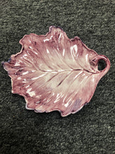 Load image into Gallery viewer, Vietri Purple Italian Ceramic Hand Painted Leaf Bowl Made in Italy
