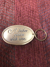 Load image into Gallery viewer, Pre- owned NIB Vintage 1983 Brass Key Ring "A Father guides With Love"