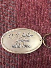 Load image into Gallery viewer, Pre- owned NIB Vintage 1983 Brass Key Ring "A Father guides With Love"