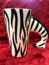 Load image into Gallery viewer, 3-D Zebra Handle Coffee Mug White Ceramic Cup with Gray World Market 12 Oz