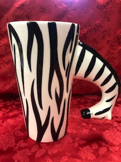 3-D Zebra Handle Coffee Mug White Ceramic Cup with Gray World Market 12 Oz