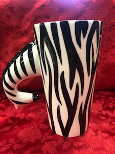 3-D Zebra Handle Coffee Mug White Ceramic Cup with Gray World Market 12 Oz