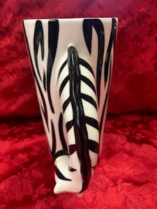 3-D Zebra Handle Coffee Mug White Ceramic Cup with Gray World Market 12 Oz