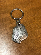 Load image into Gallery viewer, Religious Foot Print Medal in the Sand Key Chain Charm  Silver tone