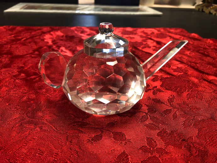 Clear Crystal Glass Teapot Sculpture for Home Decor