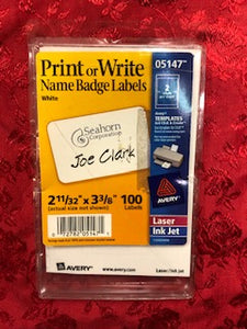 Avery White Name Badge Label 2-11/32" x 3-3/8" (100pk) #5147