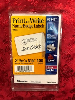 Avery White Name Badge Label 2-11/32