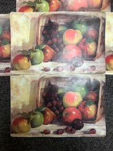 Load image into Gallery viewer, A Set of 5 VIntage Plastic Place-Mats with Apples and Grapes