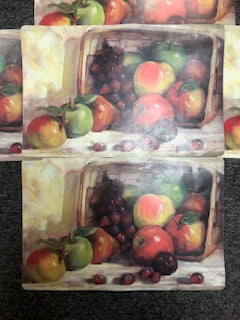 A Set of 5 VIntage Plastic Place-Mats with Apples and Grapes