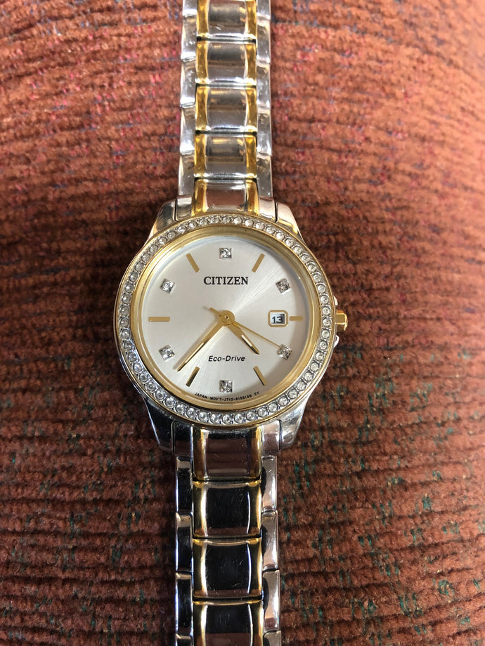 PRE-OWNED Citizen Eco-Drive FE1174-50A Women's 28mm Crystal Accent Two-Tone