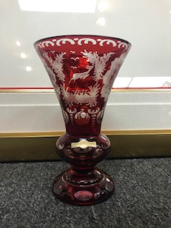 Authentic Egermann antique Bohemian Red Stain crystal vase