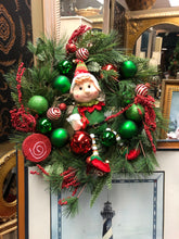 Load image into Gallery viewer, Christmas Wreath with an elf and ornaments