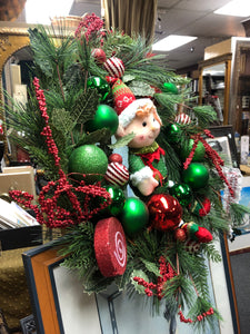 Christmas Wreath with an elf and ornaments