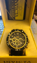 Load image into Gallery viewer, Pre-owned Invicta 23702 Men&#39;s Pro Diver Chrono Black Dial Yellow Steel &amp; Black Polyurethane Strap Dive Watch free shipping