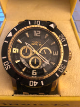 Load image into Gallery viewer, Pre-owned Invicta 23702 Men&#39;s Pro Diver Chrono Black Dial Yellow Steel &amp; Black Polyurethane Strap Dive Watch free shipping