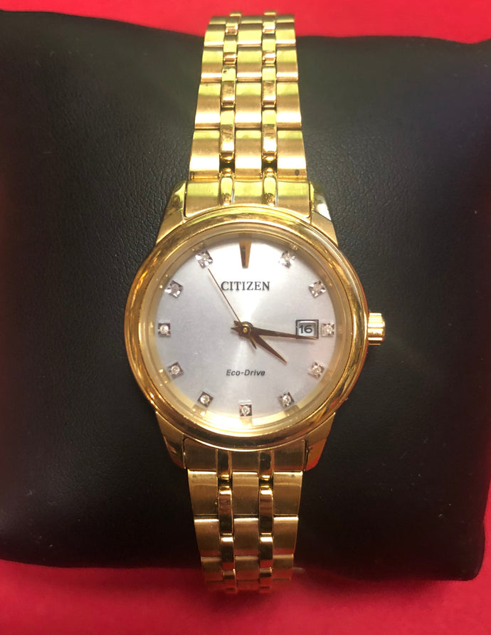 Pre-owned citizen ecco drive gold tone for woman