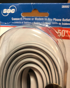 SBC Line cord with Plugs 50 feet - Connects Phone or Modem to any phone Outlet