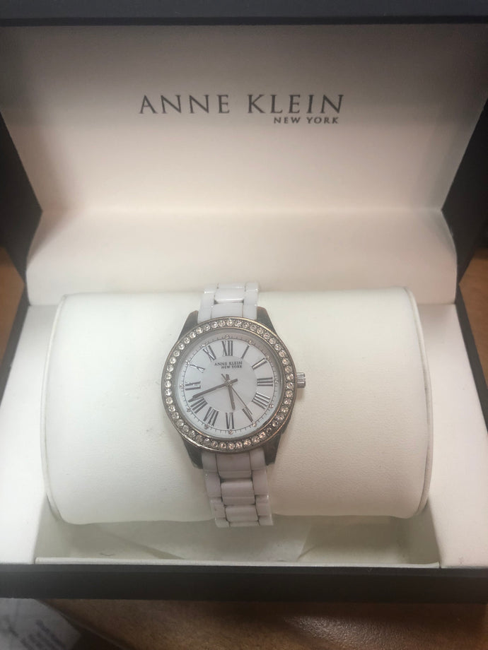 Anne Klein 12/2257SVST Womens 35mm Ceramic Watch & Crystal Bracelet