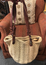 Load image into Gallery viewer, Pre-owned New the Sak Women Crochet Double Handle Shopper Light Tan