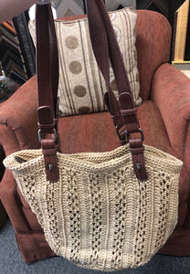 Pre-owned New the Sak Women Crochet Double Handle Shopper Light Tan