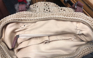 Pre-owned New the Sak Women Crochet Double Handle Shopper Light Tan