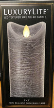 Load image into Gallery viewer, Gans luxurylite led textured wax pillar candle 3x7 grey color' quantity 2