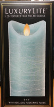 Load image into Gallery viewer, Gans luxurylite led textured wax pillar candle 3x7 light blew color' quantity 2