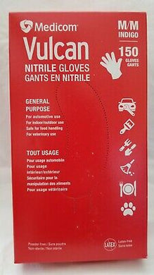 New Medicom Vulcan Nitrile Gloves Latex-Free General Purpose Indigo 150ct 