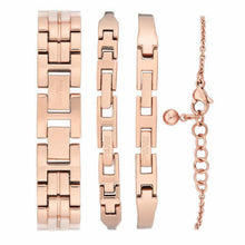 Load image into Gallery viewer, Anne Klein Women&#39;s Swarovski Crystal Accented Gold-Tone and Light Pink Ceramic Watch and Bracelet Set