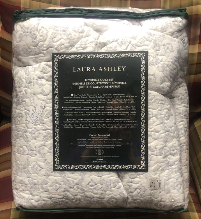 NEW Laura Ashley Reversible Quilt Set Cotton Prewashed 3 SET